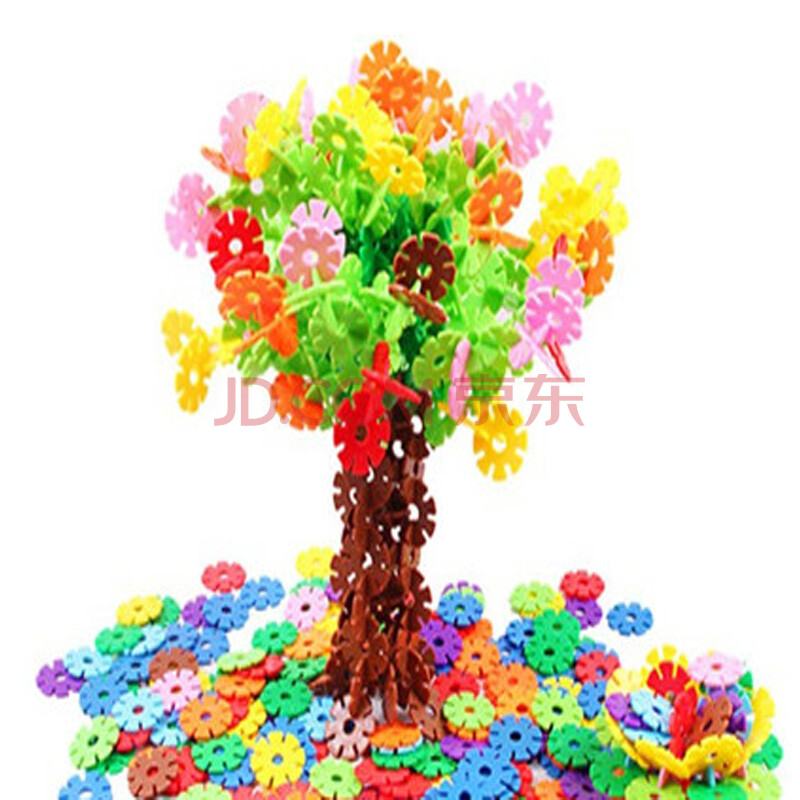 立体拼图加厚雪花片塑料拼插积木10色超|立体