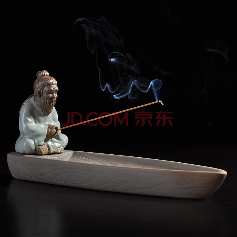 茶道香炉 钓鱼翁陶瓷香炉 姜太公钓鱼 汝窑香炉 茶道配件