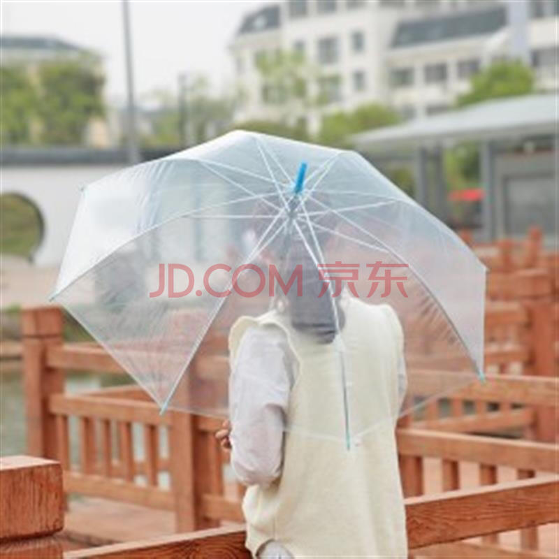 加厚糖果色透明雨伞 小清新长柄伞 绿色