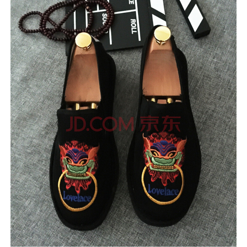 中國風布鞋男快手紅人布仆老北京豆豆鞋刺繡藝社會精神潮 麒麟 45