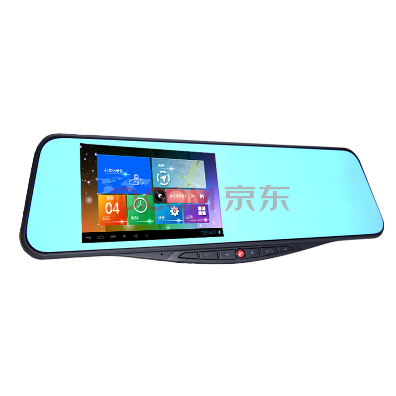 平行线D12 后视镜行车记录仪双镜头高清广角夜视GPS安卓导航仪一体机5英寸屏蓝镜防眩 流动测速双镜头32G