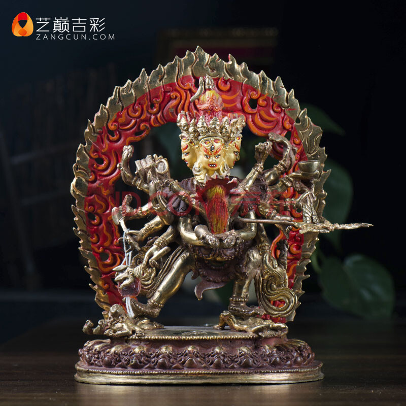 艺巅吉彩 尼泊尔 铜 半鎏金 7寸 胜乐金刚 护法像 双身 佛像