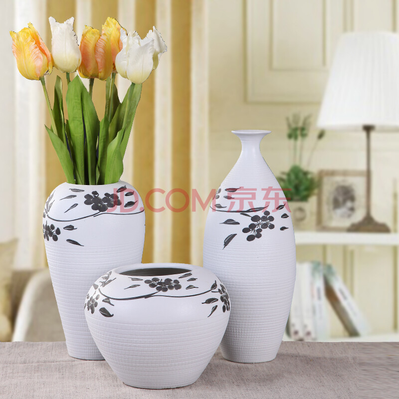 电视柜 茶几摆件 景德镇陶瓷花瓶三件套 玄关装饰 家居饰品工艺品 最