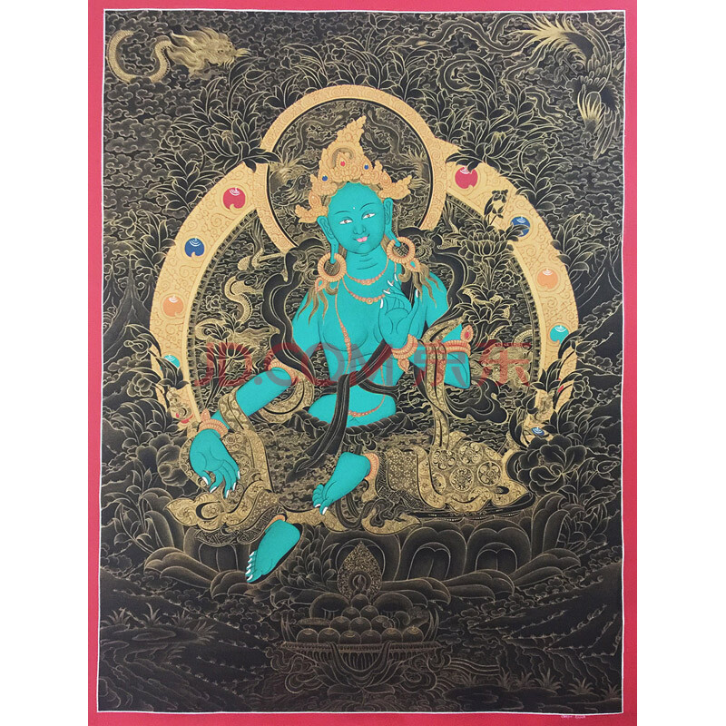 【宗教文化】藏梅寺出品加持尼泊尔唐卡画师surya lama作品纯金绿度母