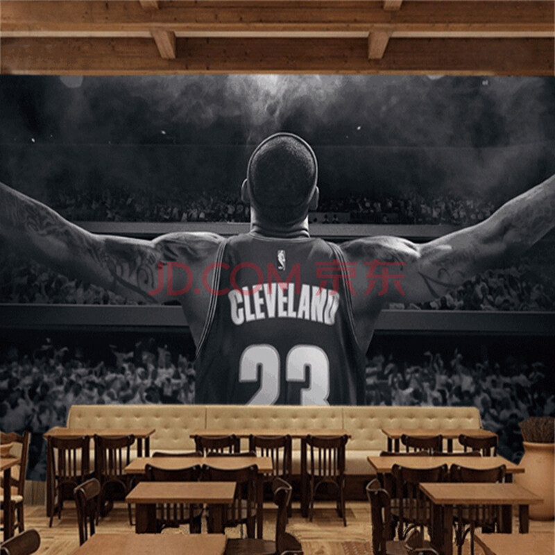 nba海报墙纸nba主题墙布卧室学生宿舍蓝球星壁纸詹姆斯场馆壁布 环保