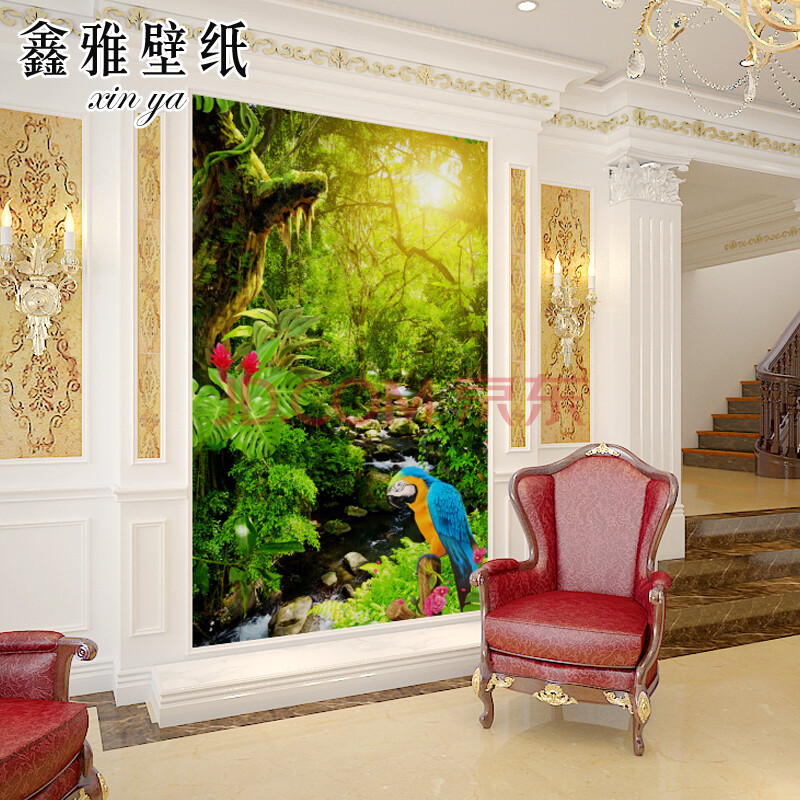 鑫雅 定制墙纸客厅沙发电视墙背景墙布壁纸 玄关宫廷风环保无缝大型