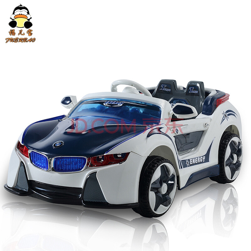福儿宝宝马宝宝小孩儿童电动车四轮电动汽车童车遥控车儿童汽车 蓝白