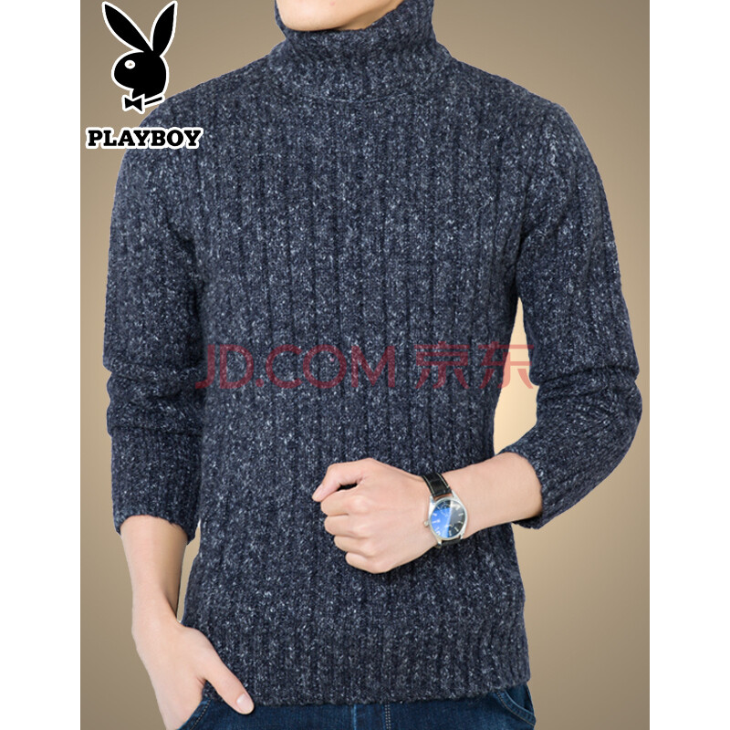 »¨»¨¹«×ÓPLAYBOY¶¬¼¾Ð¿Ðä¸ßÁìëÒÂÄÐÏßÉÀ¼Óºñ±£Å¯ÕëÖ¯ÉÀ°ë¸ßÁìÐÝÏÐÑòëÉÀÐÞÉí´òµ×ÉÀ ²ØÇàÉ« 175ÍÆ¼ö140-160½ï
