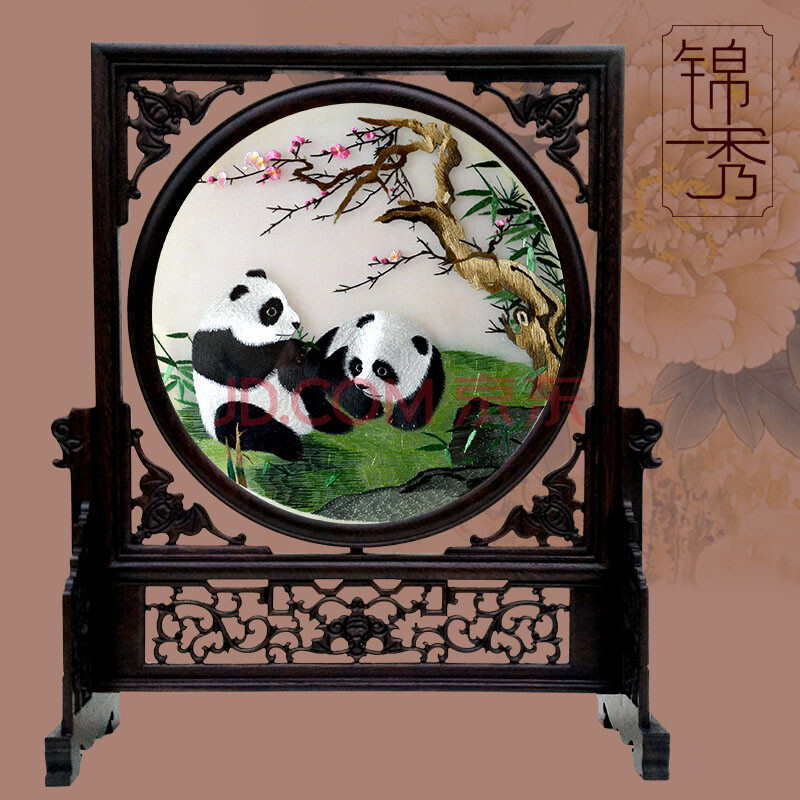 送领导成都蜀绣特色地区礼品摆件 蜀锦蜀绣礼品 双面绣 手工艺品送