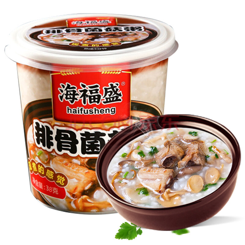 海福盛 早餐粥 排骨菌菇粥 冲泡方便速食粥 38g 杯装