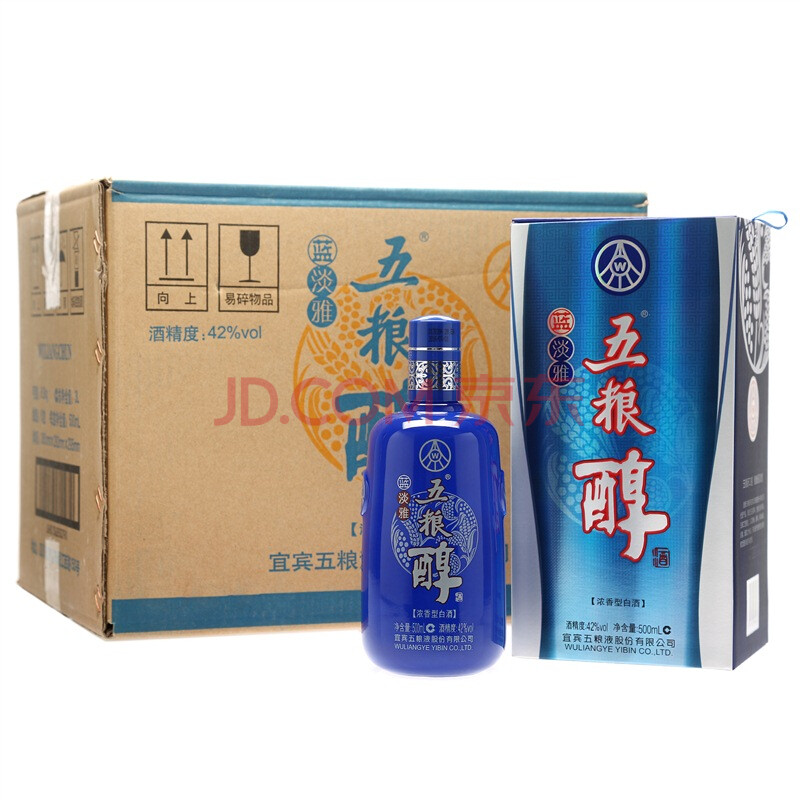 五糧液 股份有限公司 五糧醇 藍淡雅 白酒 42度整箱裝500ml*6瓶整箱裝