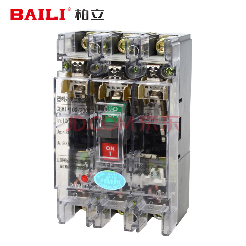 柏立 塑壳断路器 cbm1-100/3300 100a 过载短路保护空气开关
