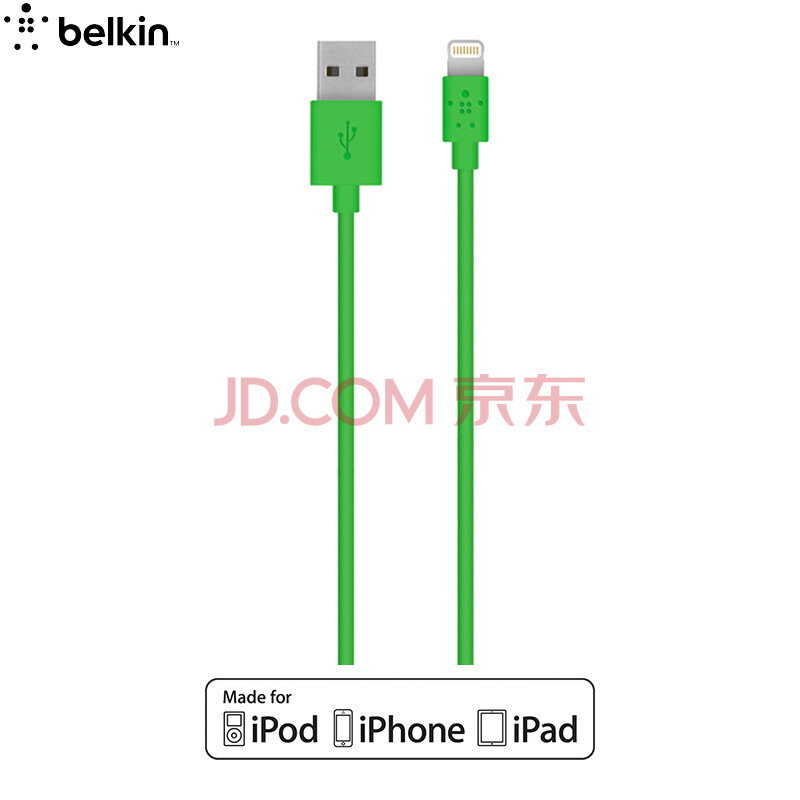 ±´¶û½ð£¨BELKIN£©Æ»¹ûMFIÈÏÖ¤ Lightning½Ó¿Ú³äµçÏß ÊÊÓÃÓÚiPhone7/7P/8/X/iPad Pro ÂÌÉ« 1.2Ã×