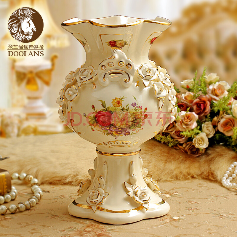 欧式陶瓷花瓶奢华现代时尚家居装饰品落地花器摆件复古客厅工艺品