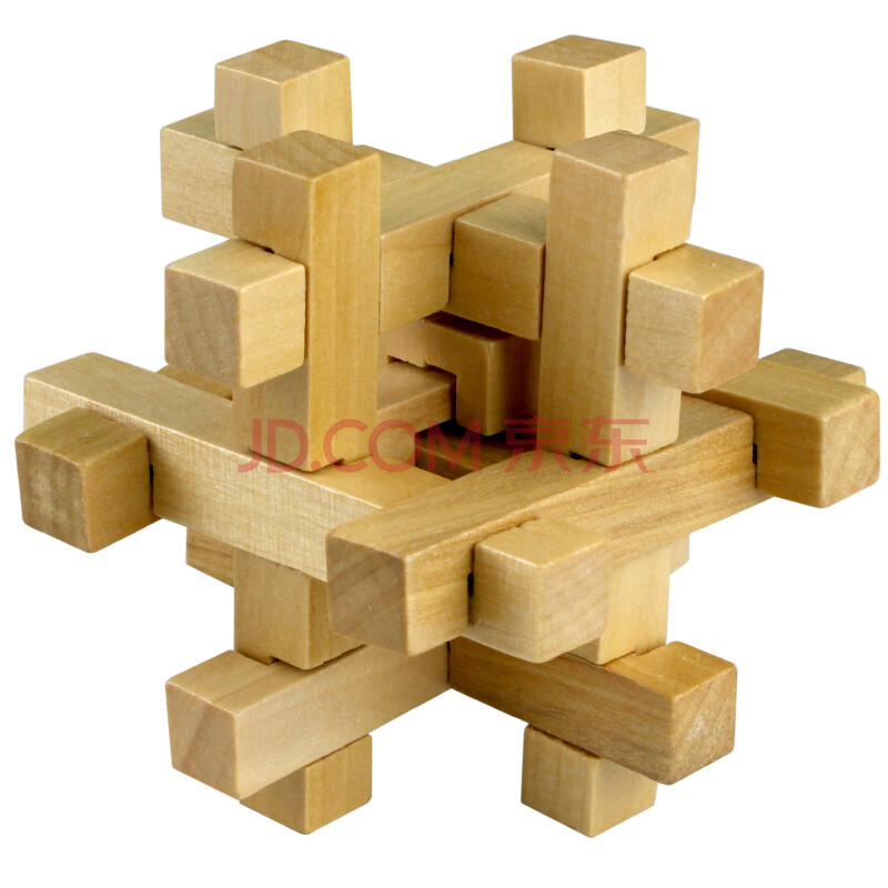 木质孔明锁鲁班锁 解锁 解套 儿童智力成人动手拼装益智玩具 桌面游戏
