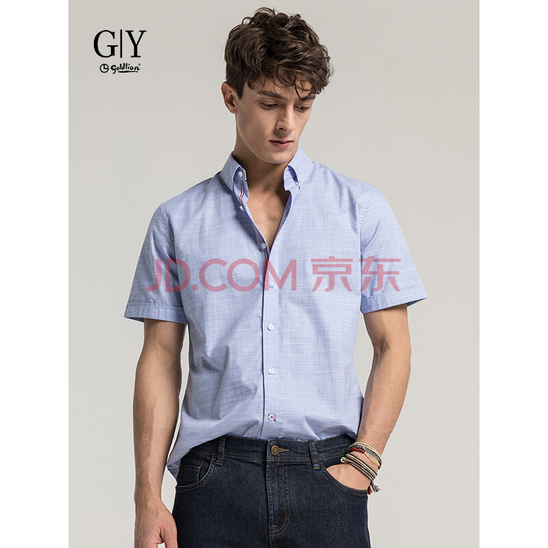 金利來GY服飾 時尚休閑襯衫 SS0H069-G1301 淺藍 1XL
