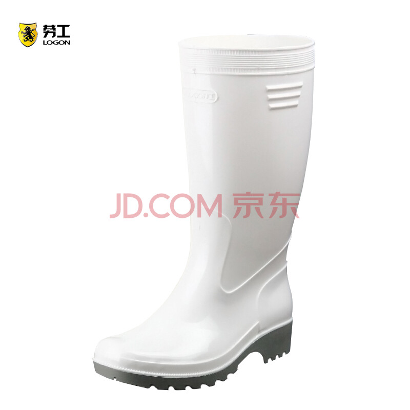 金橡勞工牌雨鞋男高筒防滑戶外水鞋男款雨靴套鞋膠鞋水靴釣魚耐磨工作鞋食品靴 603白色 38
