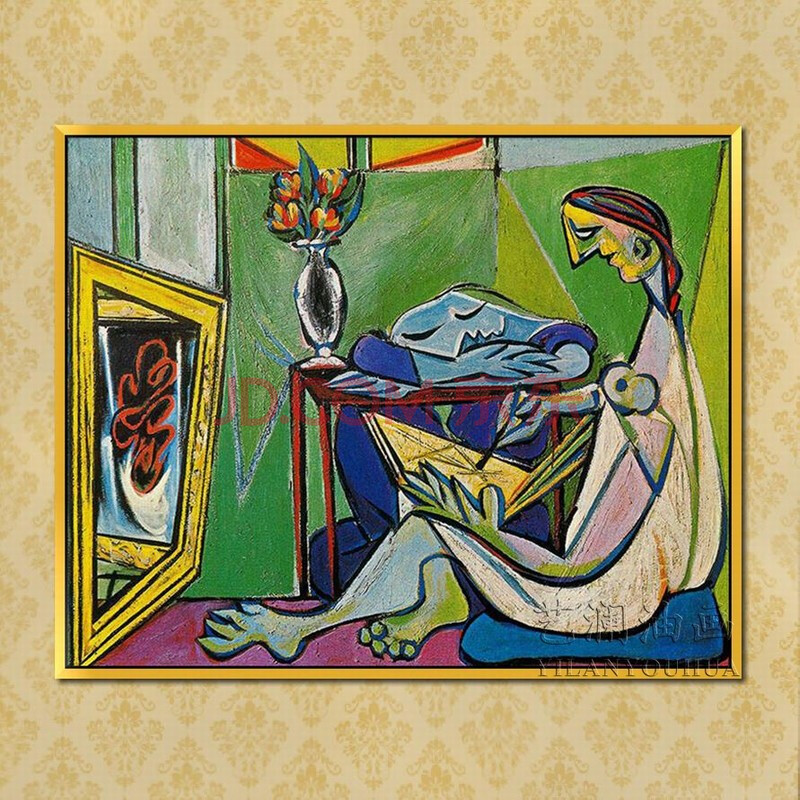 艺澜抽象人物油画世界名家毕加索作品临摹《画家和沉思的模特》定制