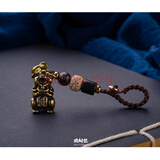 黄铜diy定制刻字十二生肖钥匙扣挂件纯黄铜12生肖简约吊坠挂坠 菩提绳