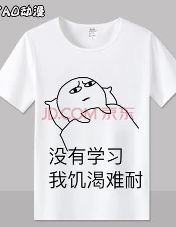 短袖t恤沉迷学习表情包动漫学霸周边男女学生班服衣服夏冰丝学生青 19