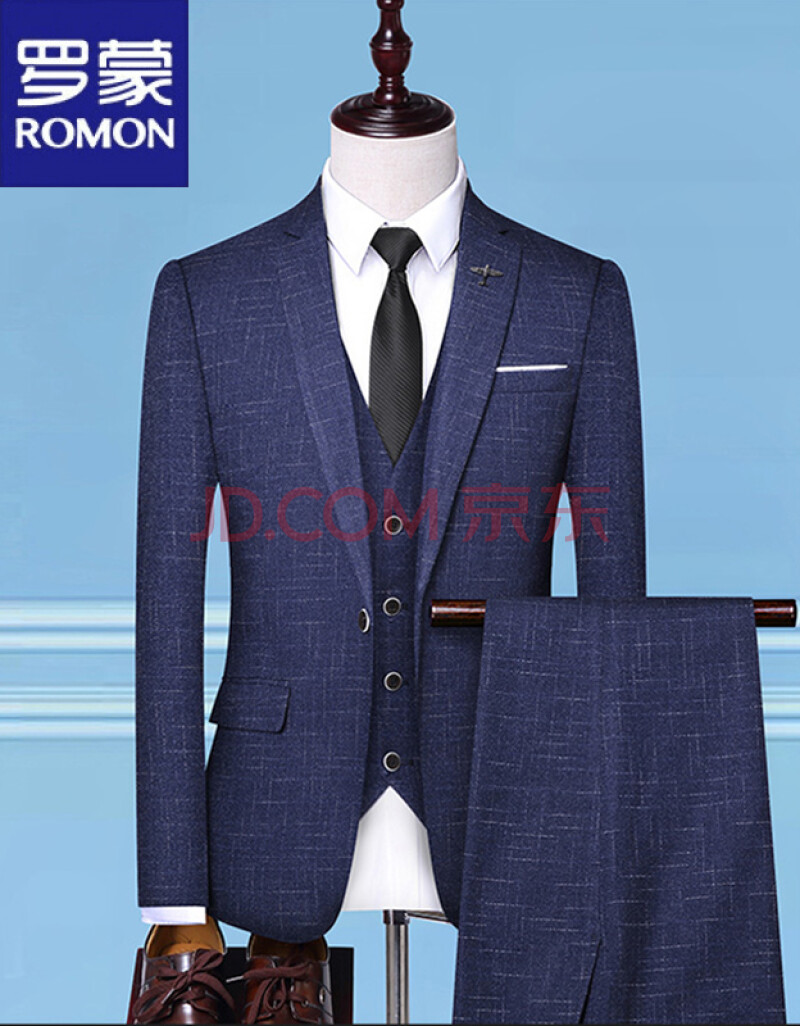 男装 西服套装 罗蒙(romon) 罗蒙(romon)西服套装男士商务休闲大码