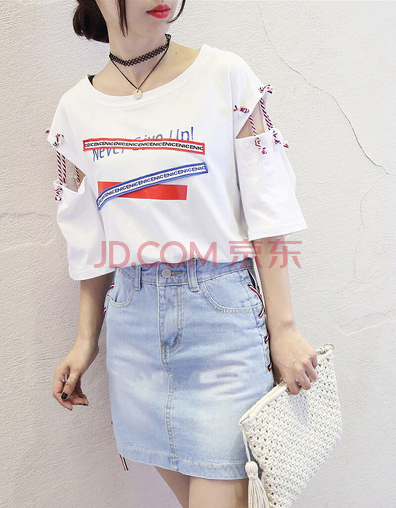 非主流短袖t恤女韩范左右拼接个性前卫潮流社会女衣服