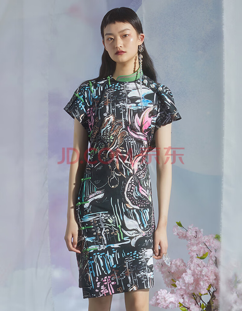 2020新款夏装旗袍改良版连衣裙女小飞袖典雅裙子修身高端原创设计师