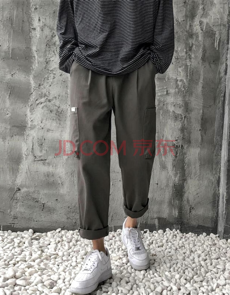 春夏季男工装裤直筒宽松潮牌九分裤大码长裤港风运动男生休闲裤子