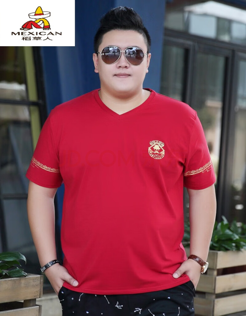 稻草人新款300斤大码男装短袖t恤夏季肥佬加肥加大特大号潮胖子宽松
