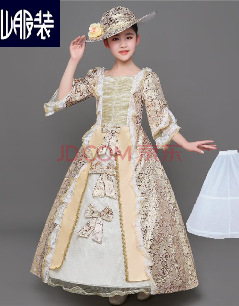 欧式宫廷演出服中世纪儿童欧洲英国服装女童复古贵族公主裙礼服童装