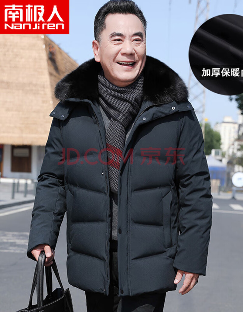 装冬季中长款外套男中年男士加绒加厚棉衣男中老年男装保暖棉服上衣 w