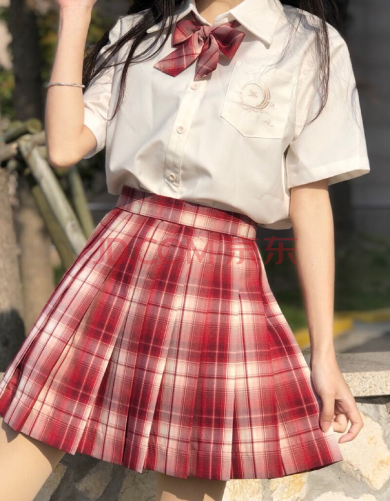 猫耳酱草莓可爱多jk原创格裙学生套装日系洋气甜美衬衫红色格子裙两件