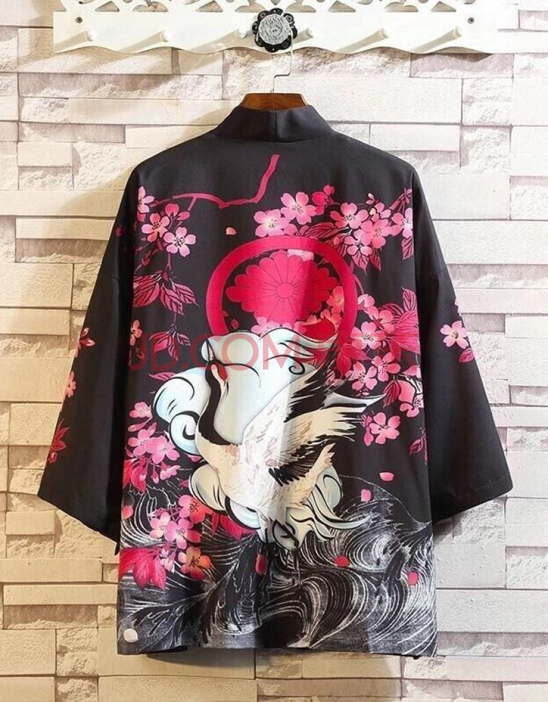 春夏男女中国风仙鹤汉服防晒衣薄款大码七分袖浮世绘kimo道袍外套