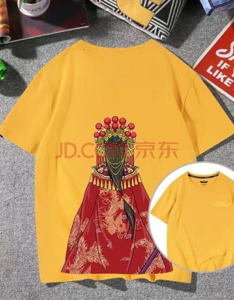 定途(dingtu)中国风情侣装京剧脸谱t恤男国潮短袖圆领宽松青少年学生