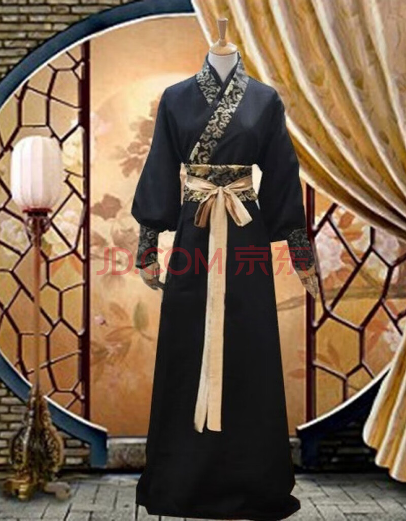宾隶头发封腰刺客学生戏服男生经典汉服男汉朝古装汉装全套书生黑色