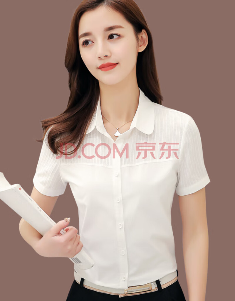 高端时尚女装 白色衬衫女短袖2021夏季新款韩版上衣夏装职业装工作服