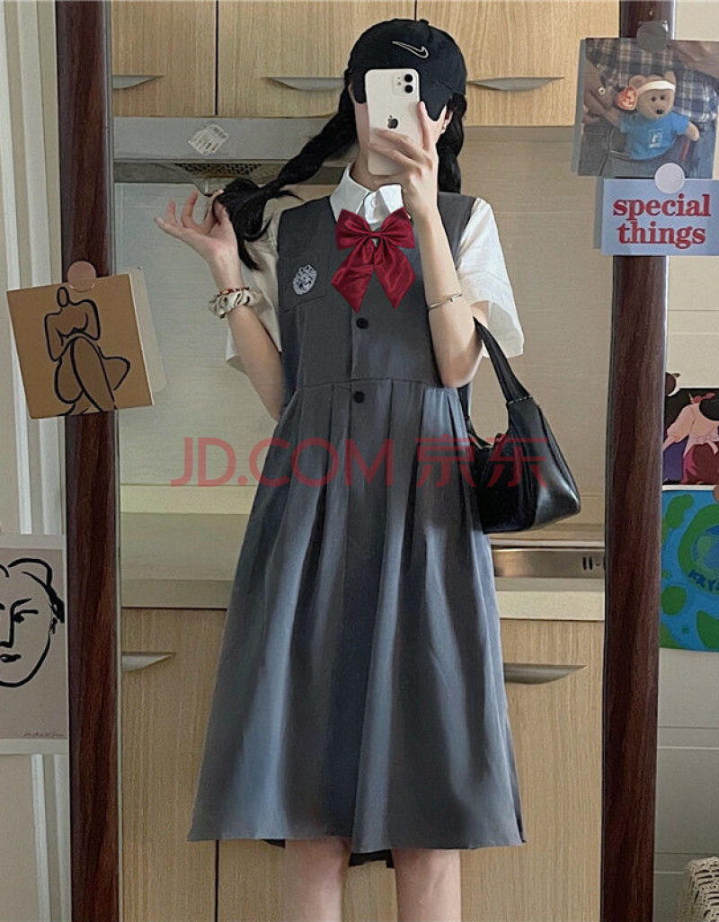jk制服夏季甜美日系刺绣jk显瘦百褶背带连衣裙女学生韩版百搭中长裙