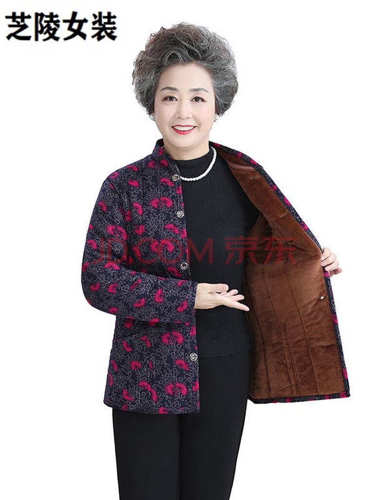 中老年女装妈妈冬装驼绒棉袄奶奶加绒加厚棉衣外套60岁70老人棉服 1号