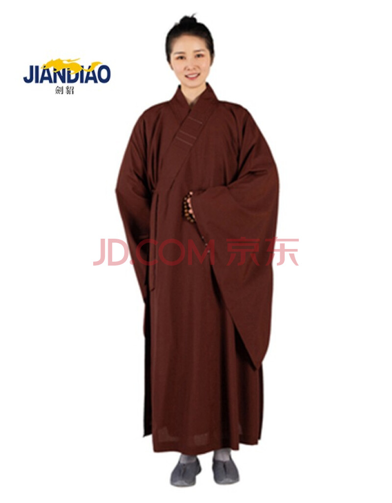 剑貂(jiandiao)佛教海青居士服男女佛系拜佛海清佛衣青衣咖啡色台麻