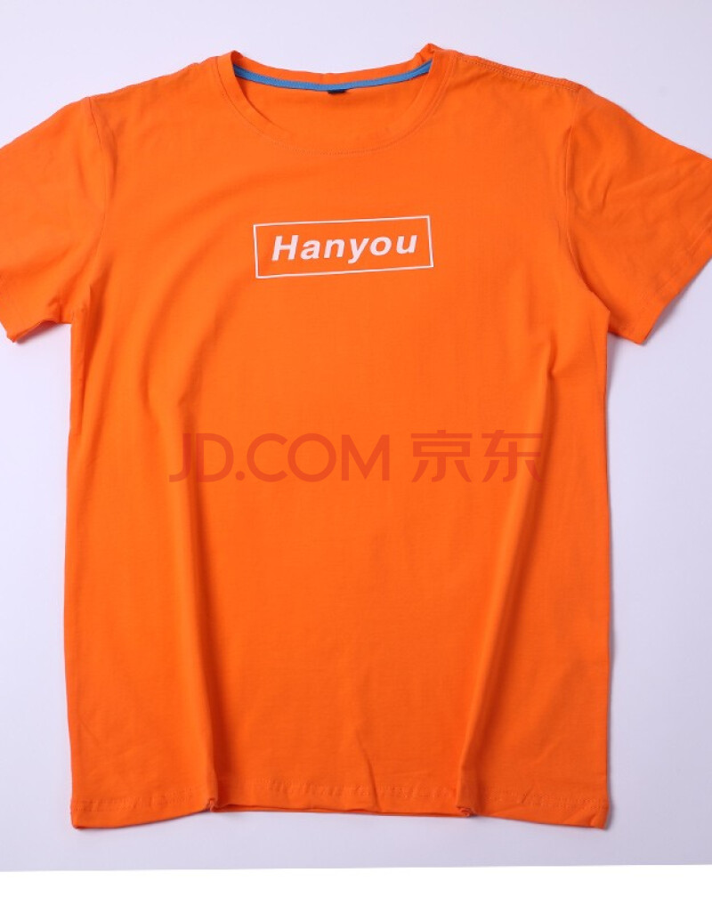hanyou夏季短袖t恤男新款潮流宽松印花t恤女情侣装百搭 橙色字母 m