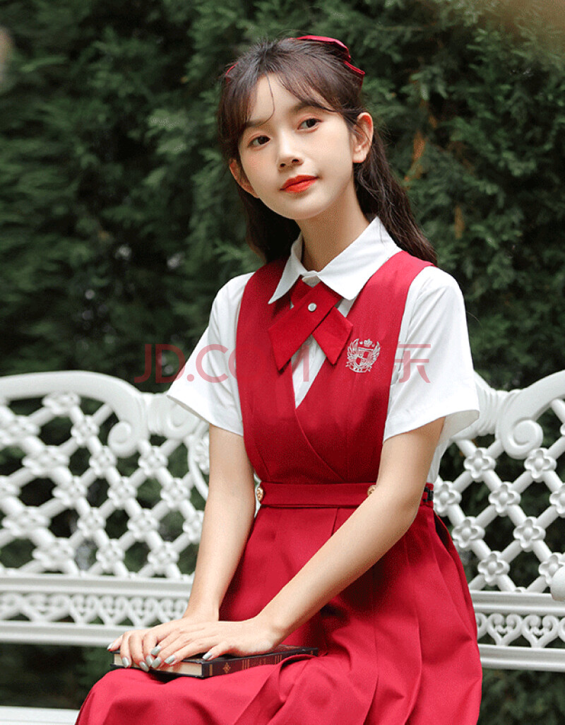 水手服甜美少女闺蜜装夏季两夏jk制服连衣裙套装学生 红色护奶裙 xl