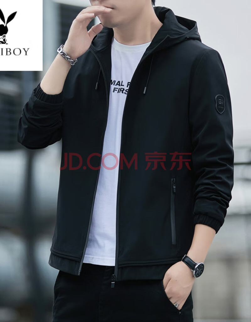 外套2021新款秋冬季潮流上衣型男穿搭休闲夹克男秋装纯色衣服 黑色 m