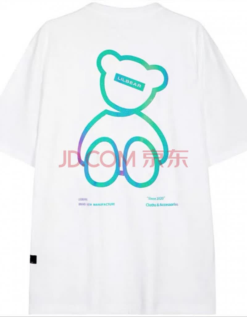 2021夏季lilbear小熊t恤炫彩反光短袖男通款同款情侣装体恤新款夏季