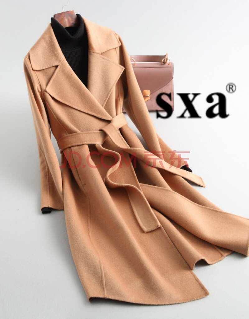 sxa 香港潮牌双面呢羊绒大衣女装2020春秋季新款赫本风长袖显瘦黑色毛