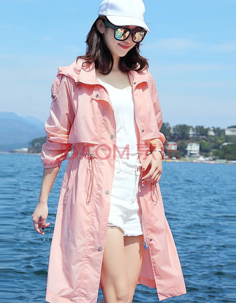 夏日新品防晒衣女中长款2019夏季新款修身轻薄透气防晒服女收腰韩版