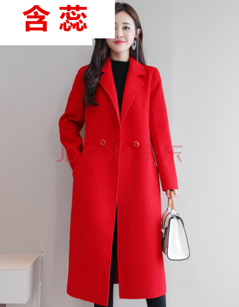 红色-羊毛妮子大衣女 l 103斤-115斤-羊毛妮子大衣女