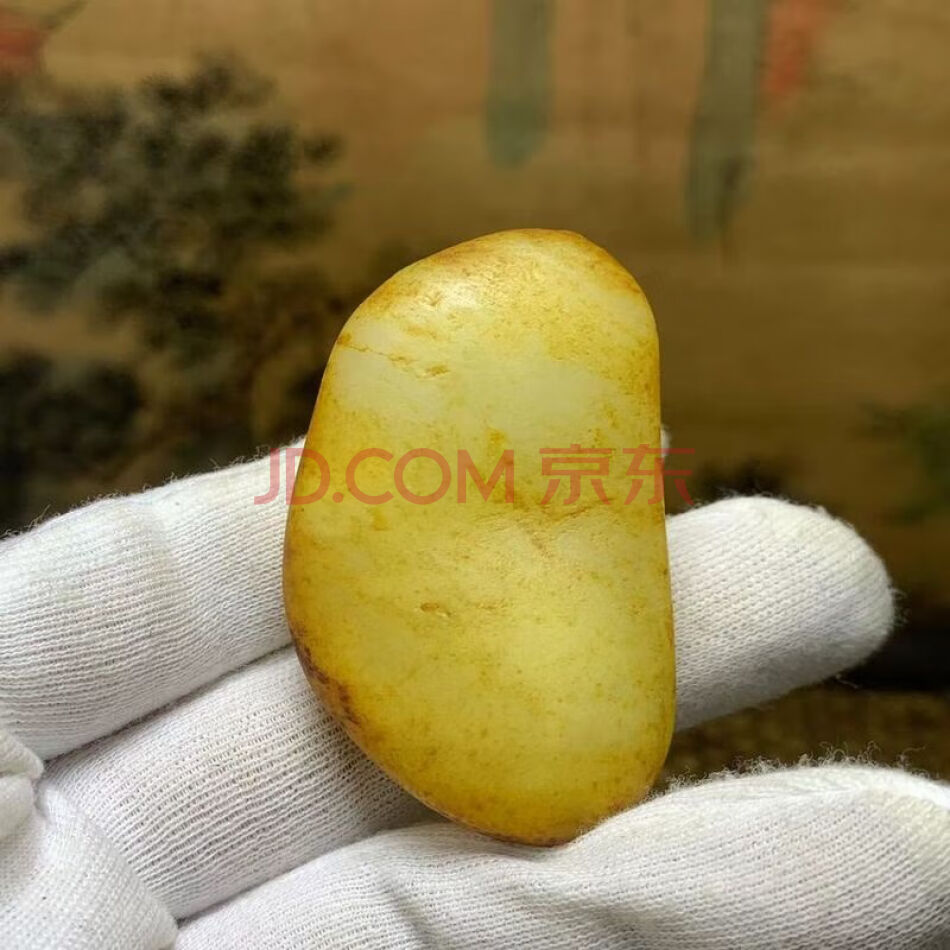 F430和田玉籽料洒金皮原石一件尺寸56x36x18mm