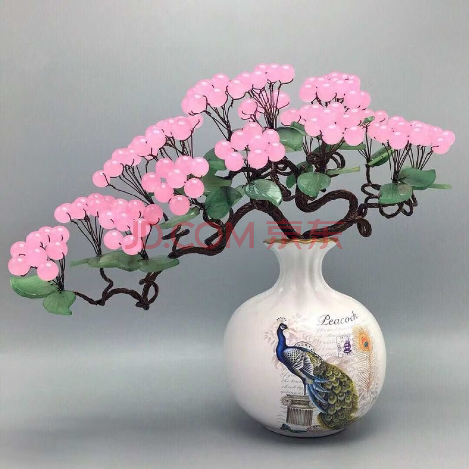 TJZCS40E 硕果累累粉玉果迎客松摆件