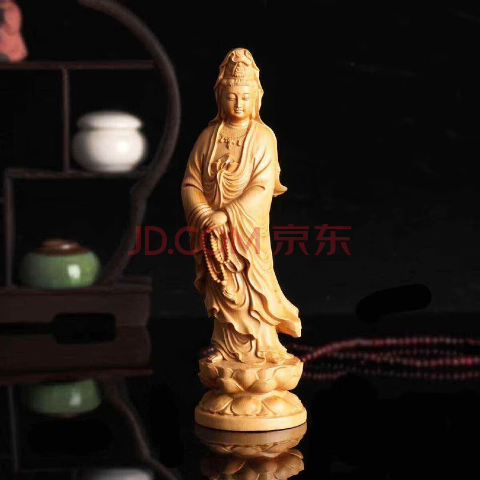TJSJMG068D 念珠观音小摆件（崖柏）