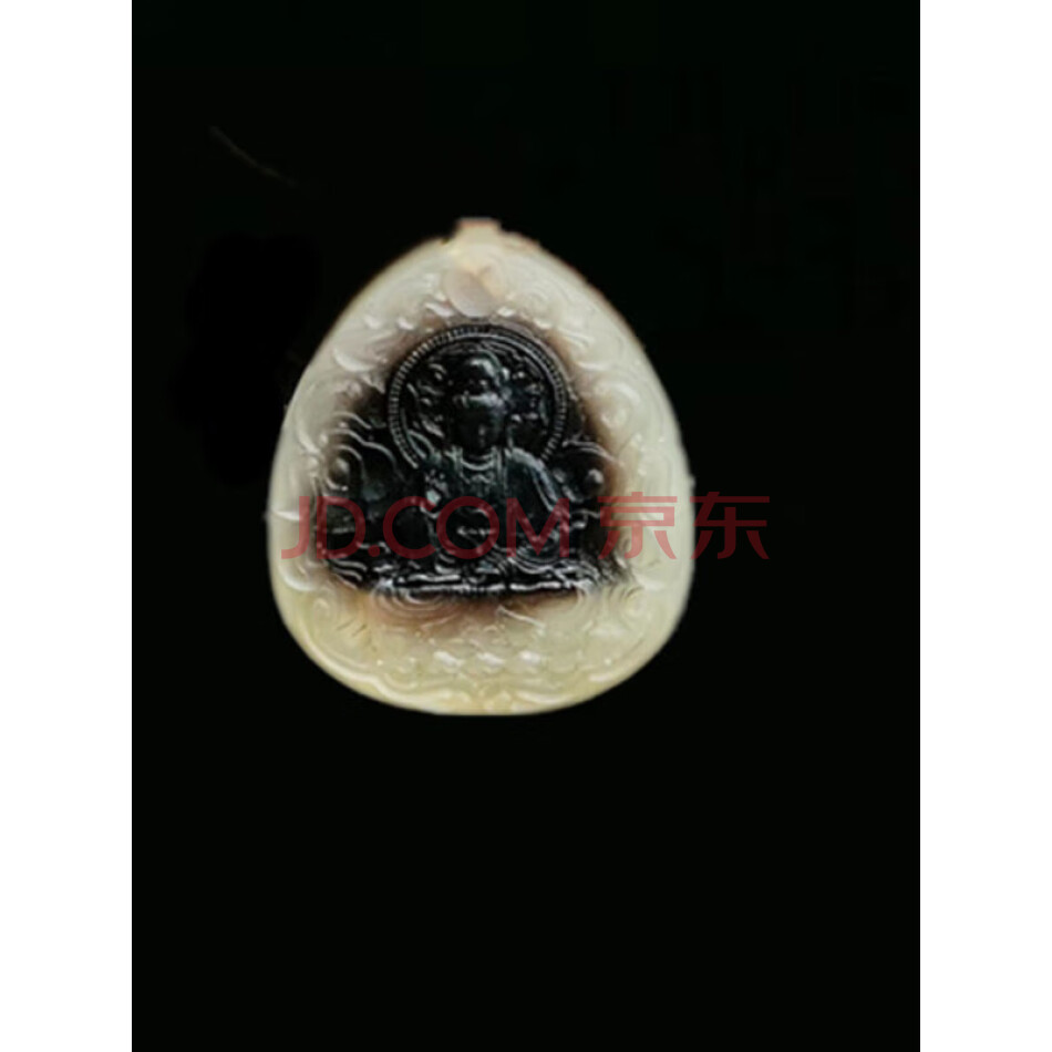 5299-XN0021旧藏牛角黑金观音吊坠
